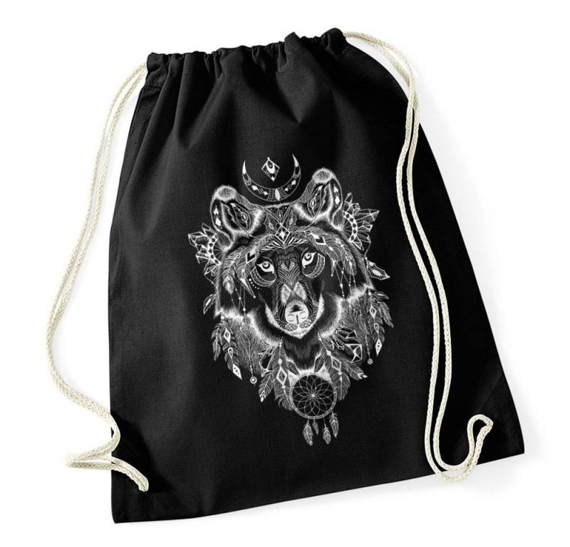 Autiga Turnbeutel Turnbeutel Wolf Aztekenmuster Boho Aztec Bohemian Hipster Beutel von Autiga