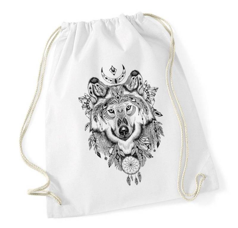 Autiga Turnbeutel Turnbeutel Wolf Aztekenmuster Boho Aztec Bohemian Hipster Beutel von Autiga