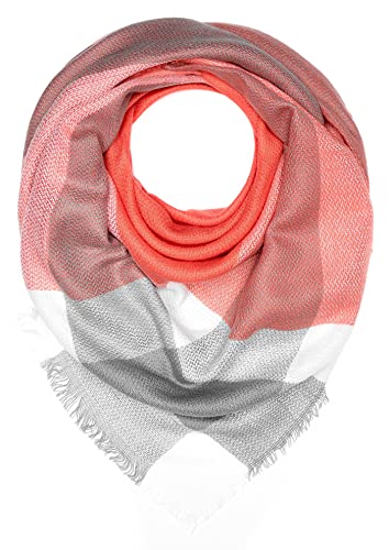Autiga großer Damen Strickschal kariert Karo XXL Wollschal Oversized Winterschal Deckenschal quadratisch pink-grau unisize von Autiga