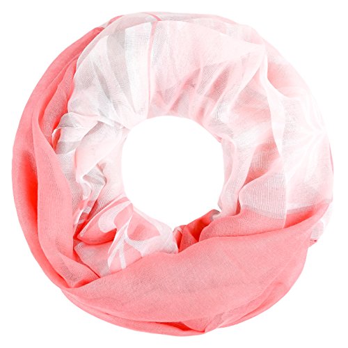 Autiga leichter Damen XXL Schlauchschal Infinity Loop Schal Rundschal Blumen Blüten Tube Scarf Floraler Print pink von Autiga