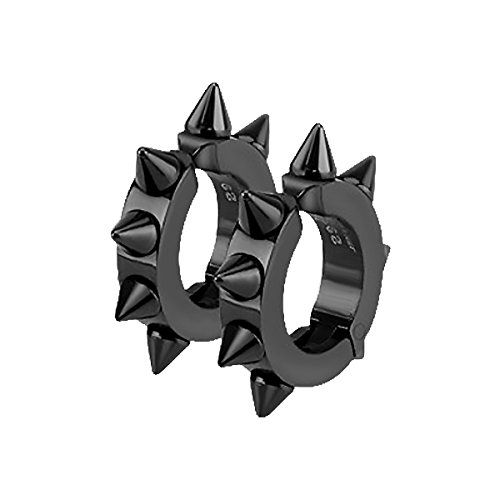 Creolen Clip Ohrringe Edelstahl Spikes Stacheln Herren Damen Gothic Punk schwarz von Autiga