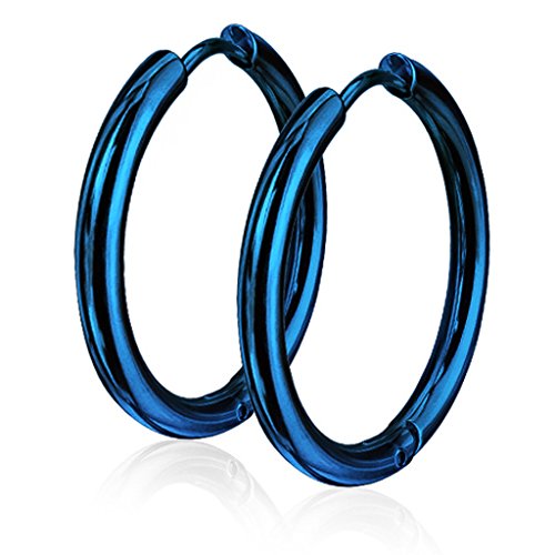 Damen Creolen Kreolen Ohrringe Ohrstecker Edelstahl Autiga® blau 10 mm von Autiga