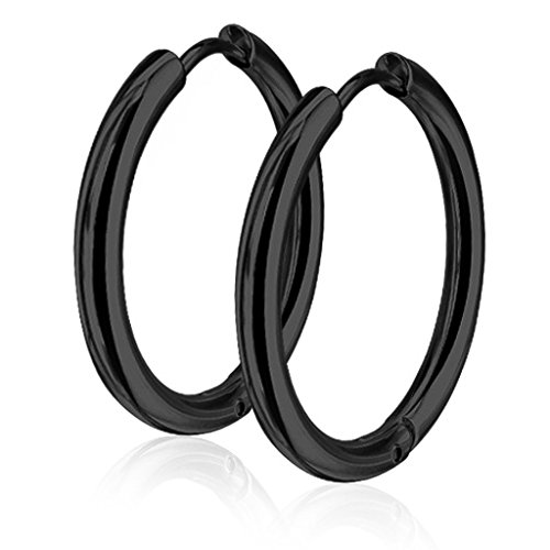 Damen Creolen Kreolen Ohrringe Ohrstecker Edelstahl Autiga® schwarz 10 mm von Autiga