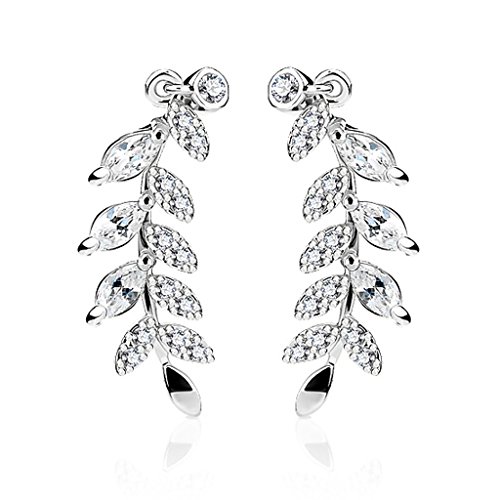 Ohrstecker Ohrklemme Ohrring Kristallblatt Zweig Crystal Leaf Ear Crawler Damen Autiga® silber von Autiga