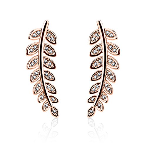 Ohrstecker Ohrklemme Ohrring Olivenzweig Olive Leaf Ear Crawler Damen Autiga® rosègold von Autiga