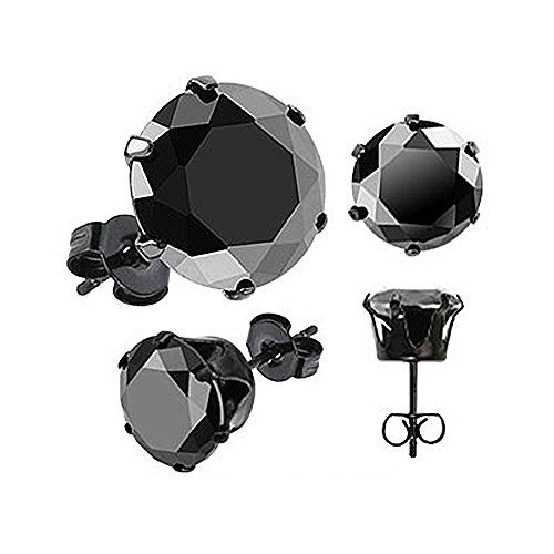 Ohrstecker Zirkonia Edelstahl Damen Herren Ohrringe Kristall schwarz transparent schwarz-rund 5 mm von Autiga