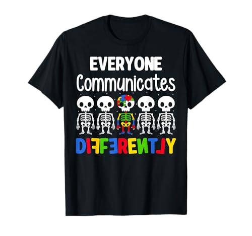 Jeder kommuniziert anders Neurodiversität Autismus Kinder T-Shirt Jeder kommuniziert anders Neurodiversität Autismus Kinder T-Shirt von Autism Awareness Acceptance Gifts for Kids
