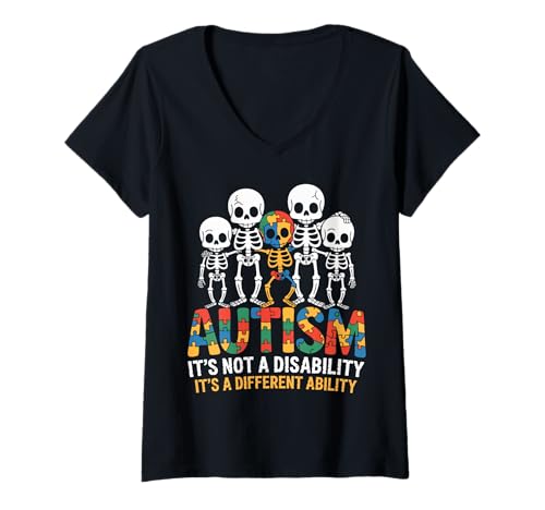 Damen Autismus It's Not A Disability It's A Different Ability T-Shirt mit V-Ausschnitt von Autism Awareness Autistic