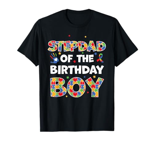 Stepdad of The Birthday Boy Autismus Awareness Puzzleteil T-Shirt von Autism Awareness Birthday Family Matching