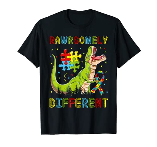 Autism Awareness Boys T rex Puzzle Rawrsomely Different T-Shirt Autism Awareness Boys T rex Puzzle Rawrsomely Different T-Shirt von Autism Awareness Dinosaur