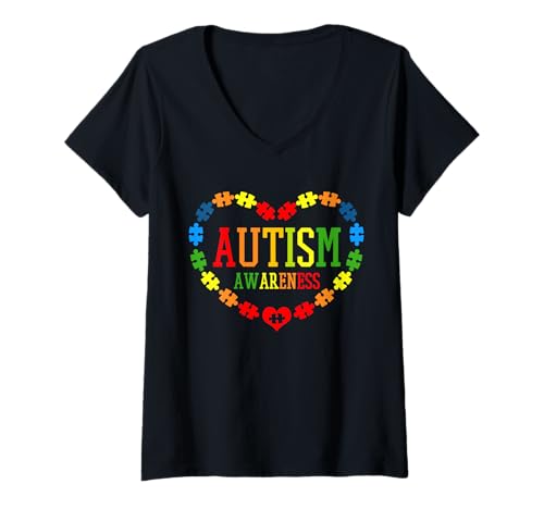 Damen Autismus Autist Autism Awareness Month T-Shirt mit V-Ausschnitt Damen Autismus Autist Autism Awareness Month T-Shirt mit V-Ausschnitt von Autism Awareness Month Apparel Co.
