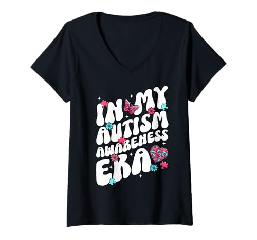 Damen In My Autism Awareness Era Grafik für autistische Menschen T-Shirt mit V-Ausschnitt Damen In My Autism Awareness Era Grafik für autistische Menschen T-Shirt mit V-Ausschnitt von Autism Awareness Month Autism Day Autistic People