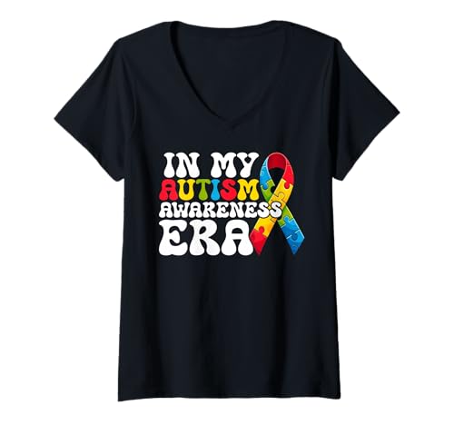 Damen In My Autism Awareness Era Grafik für autistische Menschen T-Shirt mit V-Ausschnitt Damen In My Autism Awareness Era Grafik für autistische Menschen T-Shirt mit V-Ausschnitt von Autism Awareness Month Autism Day Autistic People