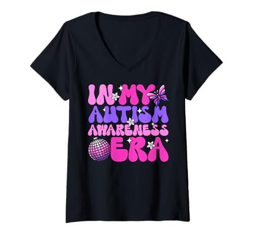 Damen In meiner Ära des Autismus-Bewusstseins unterstützt autistischer Stolz Autismus T-Shirt mit V-Ausschnitt Damen In meiner Ära des Autismus-Bewusstseins unterstützt autistischer Stolz Autismus T-Shirt mit V-Ausschnitt von Autism Awareness Month Autism Day Autistic People