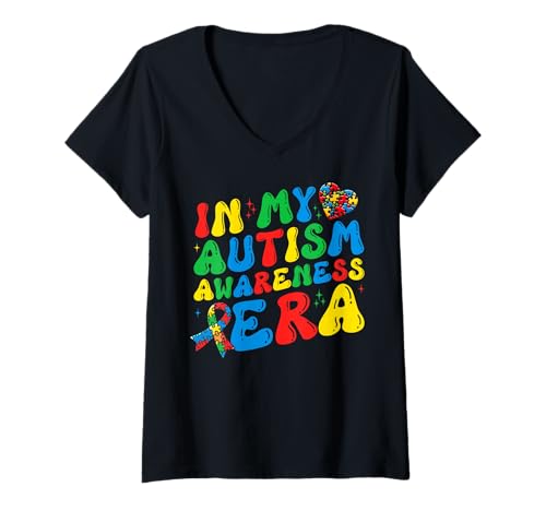 Damen In meiner Ära des Autismus-Bewusstseins: Autistic Pride Support Pride Day T-Shirt mit V-Ausschnitt Damen In meiner Ära des Autismus-Bewusstseins: Autistic Pride Support Pride Day T-Shirt mit V-Ausschnitt von Autism Awareness Month Autism Day Autistic People
