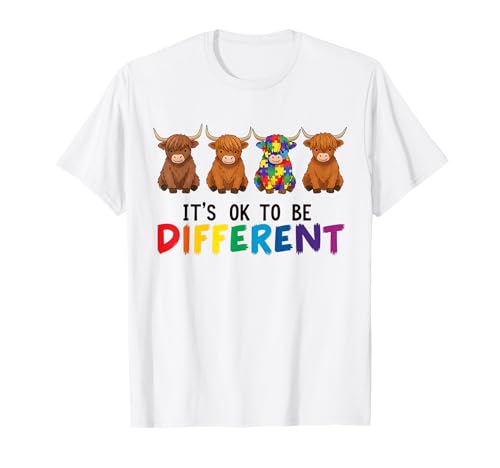 Autismus-Bewusstsein Highland Cow Puzzle Inklusion Jungen Mädchen T-Shirt Autismus-Bewusstsein Highland Cow Puzzle Inklusion Jungen Mädchen T-Shirt von Autism Awareness Neurodiversity Inclusion Gifts