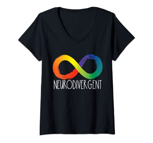 Damen Neurodivergent Infinity Symbol Spektrum Autismus Bewusstsein T-Shirt mit V-Ausschnitt von Autism Awareness Novelty Apparel