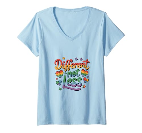 Damen Anderes Regenbogenhemd zur Bewusstseinsbildung gegen Autismus T-Shirt mit V-Ausschnitt Damen Anderes Regenbogenhemd zur Bewusstseinsbildung gegen Autismus T-Shirt mit V-Ausschnitt von Autism Awareness Rainbow Vibes