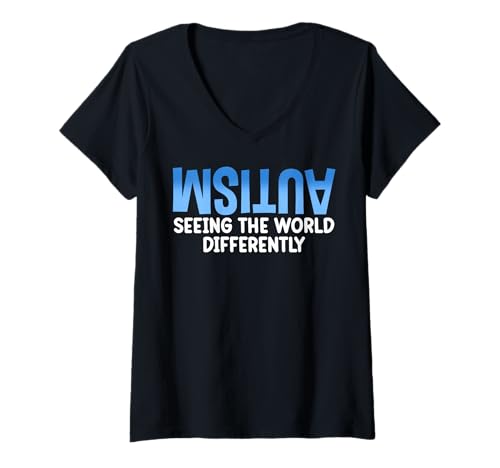 Damen Seeing The World Differently Autism Awareness T-Shirt mit V-Ausschnitt von Autism Awareness Shirt T-Shirt