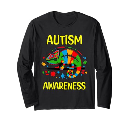Gecko Eidechse Autismus Autistic World Awareness Day Month Kids Langarmshirt von Autism Awareness Support Autistic Children