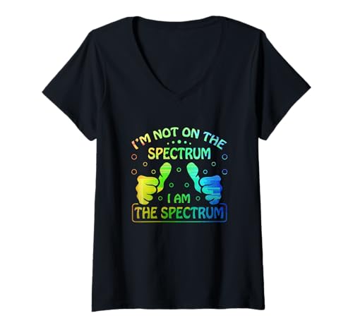 Damen Lustiges Autismus-Bewusstsein I Am The Spectrum T-Shirt mit V-Ausschnitt von Autism Awarerness Apparel for Autistic People