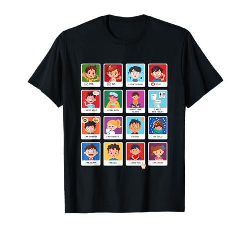 Autismus-Kommunikationskarten Kinder Emotionen Sprachtherapie AAC T-Shirt Autismus-Kommunikationskarten Kinder Emotionen Sprachtherapie AAC T-Shirt von Autism Kids Communication Flash Cards Special Need