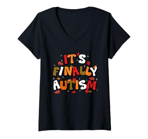 Damen Finally Autumn Autism Awareness T-Shirt mit V-Ausschnitt Damen Finally Autumn Autism Awareness T-Shirt mit V-Ausschnitt von Autism Pride Seasonal Apparel
