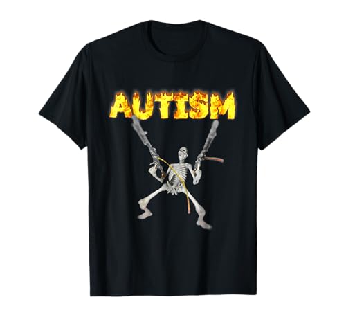 Vintage Autismus Skelett Meme Lustig Männer Frauen Kinder T-Shirt von Autism Skeleton Meme Funny Men Women Tees