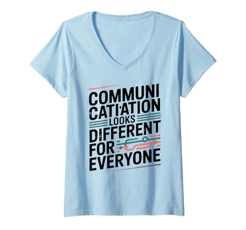 Damen Kommunikation Sieht Anders aus Sprachtherapie Autismus T-Shirt mit V-Ausschnitt Damen Kommunikation Sieht Anders aus Sprachtherapie Autismus T-Shirt mit V-Ausschnitt von Autism Speech Therapy