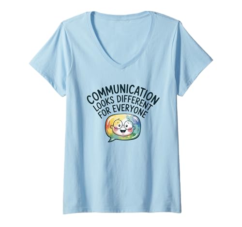 Damen Kommunikation Sieht Anders aus Sprachtherapie Autismus T-Shirt mit V-Ausschnitt Damen Kommunikation Sieht Anders aus Sprachtherapie Autismus T-Shirt mit V-Ausschnitt von Autism Speech Therapy