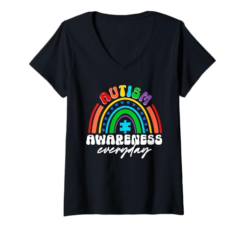 Damen Autist Autistisch Autismus Autism Awareness Everyday T-Shirt mit V-Ausschnitt Damen Autist Autistisch Autismus Autism Awareness Everyday T-Shirt mit V-Ausschnitt von Autismus Autismus-Bewusstseins-Tag