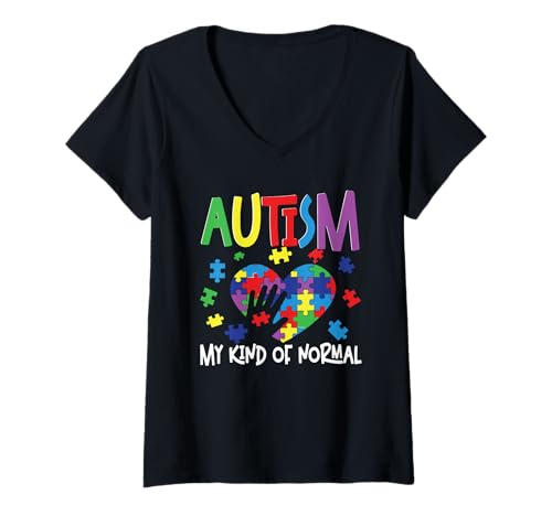 Damen Autist Autistisch Autismus Autism: My Kind of normal T-Shirt mit V-Ausschnitt Damen Autist Autistisch Autismus Autism: My Kind of normal T-Shirt mit V-Ausschnitt von Autismus Autismus-Bewusstseins-Tag