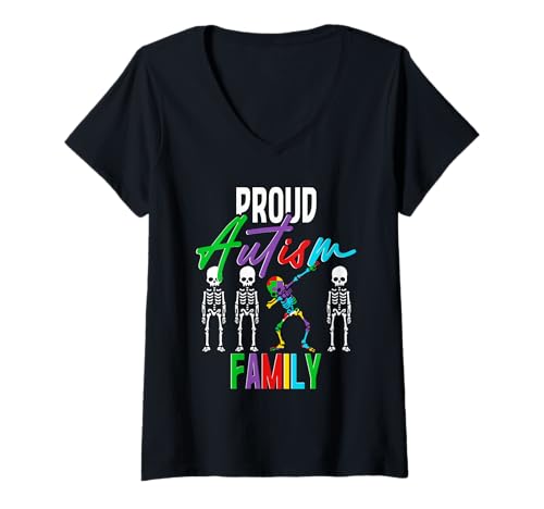 Damen Autist Autistisch Autismus Proud Autism Family T-Shirt mit V-Ausschnitt Damen Autist Autistisch Autismus Proud Autism Family T-Shirt mit V-Ausschnitt von Autismus Autismus-Bewusstseins-Tag