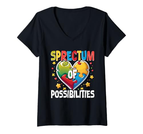 Damen Autist Autistisch Autismus Spectrum of Possibilities T-Shirt mit V-Ausschnitt Damen Autist Autistisch Autismus Spectrum of Possibilities T-Shirt mit V-Ausschnitt von Autismus Autismus-Bewusstseins-Tag