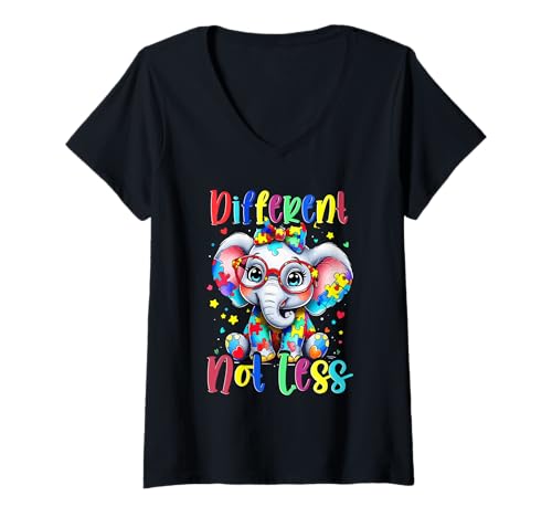 Damen Autist Autistisch Autismus T-Shirt mit V-Ausschnitt Damen Autist Autistisch Autismus T-Shirt mit V-Ausschnitt von Autismus Autismus-Bewusstseins-Tag