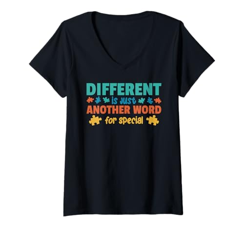 Damen Zeigen Sie Ihre Solidarität mit dem Autism Awareness Puzzle T-Shirt mit V-Ausschnitt von Autismus Bewusstsein Familie und Unterstützung