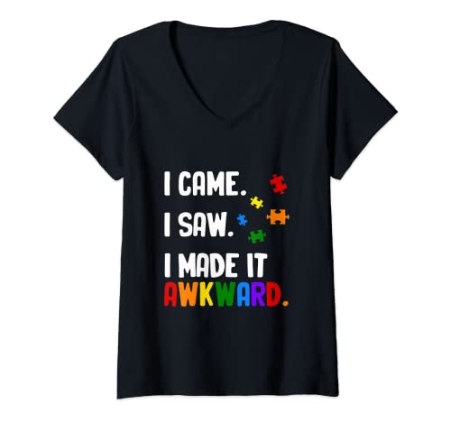 Damen Autismus Geschenk Asperger-syndrom Aspie-puzzle T-Shirt mit V-Ausschnitt Damen Autismus Geschenk Asperger-syndrom Aspie-puzzle T-Shirt mit V-Ausschnitt von Autismus Tshirt Autist Autistisch Asperger