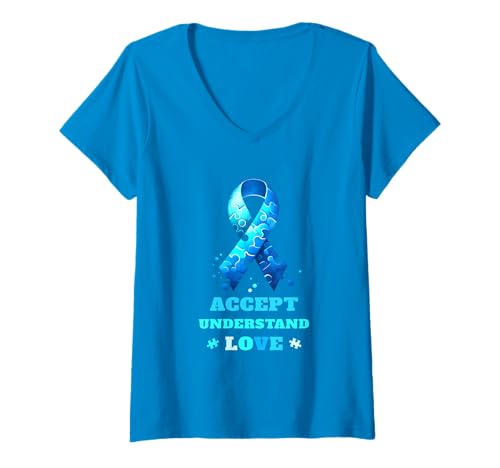Damen Autismusbewusstsein Akzeptanz Hemd Autismus Symbol Männer T-Shirt mit V-Ausschnitt Damen Autismusbewusstsein Akzeptanz Hemd Autismus Symbol Männer T-Shirt mit V-Ausschnitt von Autismusbewusstsein Hemd Kinder Männer Frauen