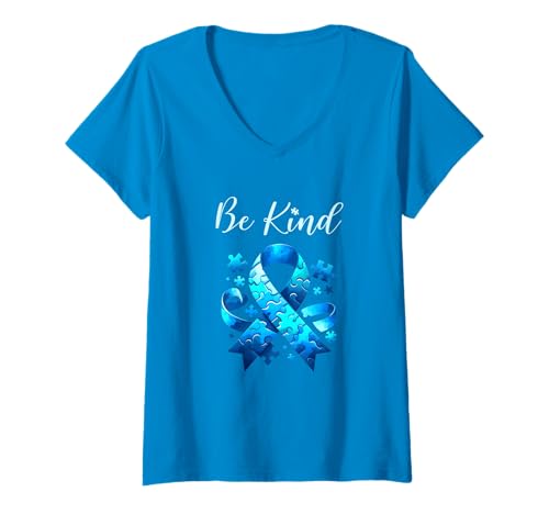 Damen Ich trage Blau für meinen Sohn Autismusbewusstsein Männer T-Shirt mit V-Ausschnitt Damen Ich trage Blau für meinen Sohn Autismusbewusstsein Männer T-Shirt mit V-Ausschnitt von Autismusbewusstsein Hemd Kinder Männer Frauen