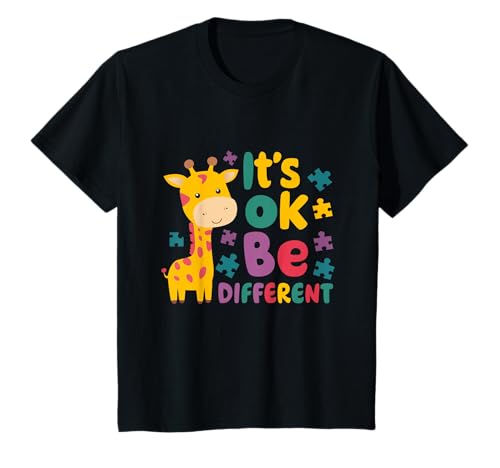 Kinder Autismusbewusstsein Giraffe Tierliebhaber Es ist in Ordnung, T-Shirt von Autismusbewusstsein unterstützen Akzeptanz Giraffe