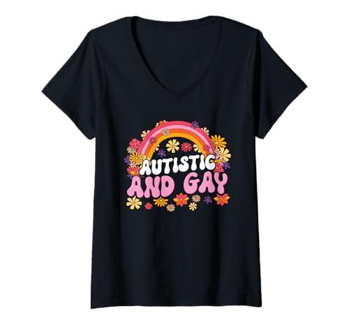 Damen Autistic and Gay T-Shirt mit V-Ausschnitt Damen Autistic and Gay T-Shirt mit V-Ausschnitt von Autistic And Gay