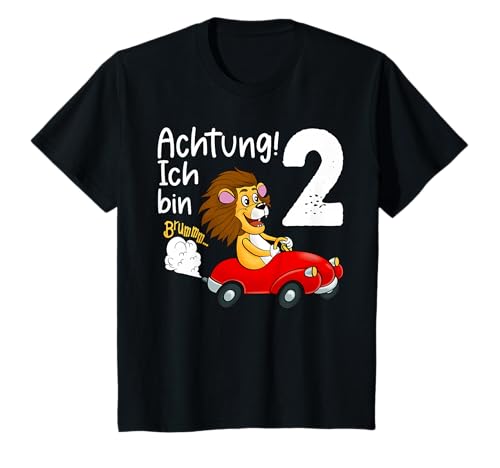 2. Geburtstag Löwe Shirt Jungen Geburtstag Achtung Ich bin 2 T-Shirt von Auto 2 Jahre Tshirt Junge 2 Jahre Löwen Geschenk