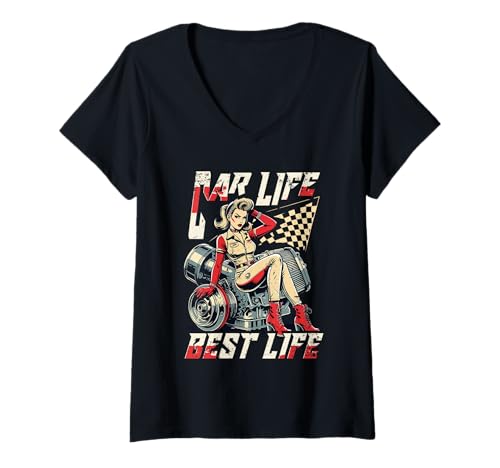 Damen Petrolhead Auto Tuning Motorsport Car Life Best Life T-Shirt mit V-Ausschnitt von Auto Tuning Driften Mechaniker Mechatroniker
