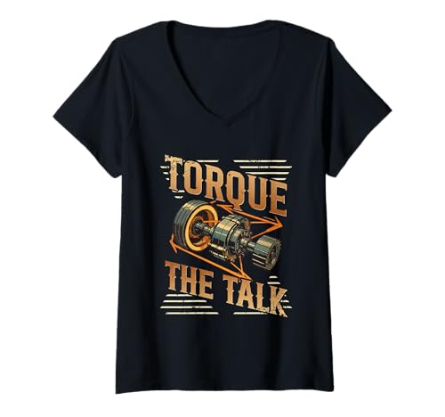Damen Petrolhead Auto Tuning Motorsport Torque The Talk T-Shirt mit V-Ausschnitt von Auto Tuning Driften Mechaniker Mechatroniker