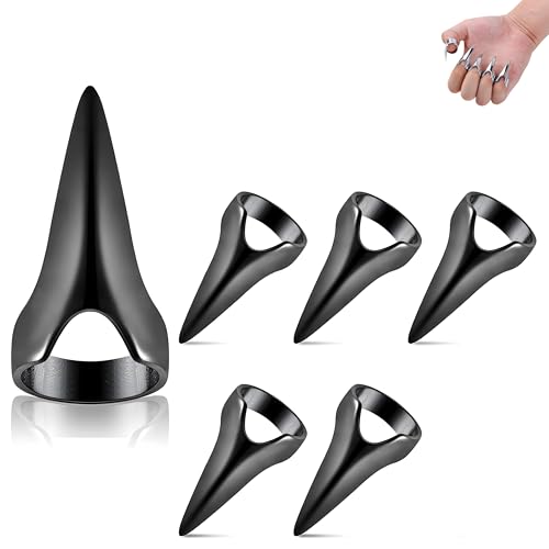 5Pcs Nagelabdeckungen Kratzend Streichelnd Massage Reibend Zurück Kitzler Werkzeuge Frauen Männer Kitzeln Berührend Cosplay Edelstahl Glatt Nägel Haar Scheitel Ring (Schwarz) von AutoPrevails