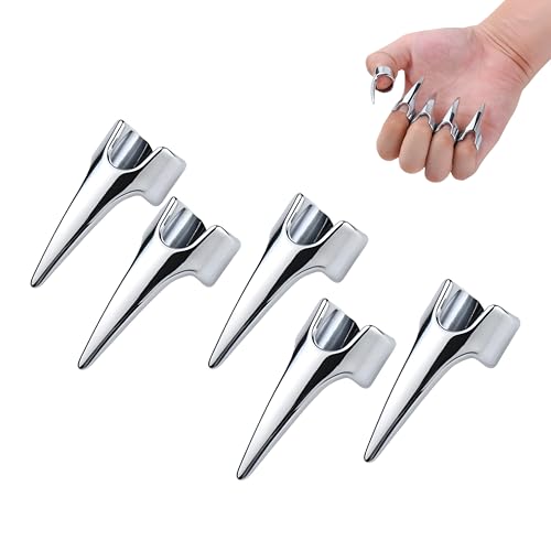 5Pcs Nagelabdeckungen Kratzend Streichelnd Massage Reibend Zurück Kitzler Werkzeuge Frauen Männer Kitzeln Berührend Cosplay Edelstahl Glatt Nägel Haar Scheitel Ring (Weiß Silber) von AutoPrevails