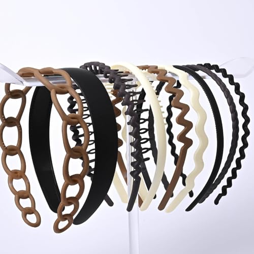 Haarreifen Set für Männer und Frauen, Multifunktionaler Haarreifen für Herren und Damen – 9 Stilvolle Designs, Premium-Kunststoff, Komfortables Design, Vielseitige Anwendungen, Schwarzer, elastischer von AutoPrevails