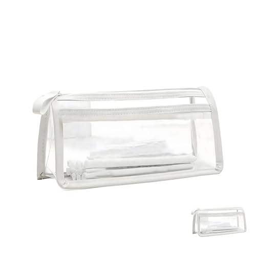 AutoPrevails 2 Stück Federmäppchen Federtasche Transparente Klare Mädchen mit Federmappe für Mädchen Jungen Studenten Mittelschule Schule Bürobedarf Bleistift Stifteetui Kosmetiktasche (Weiß) von AutoPrevails