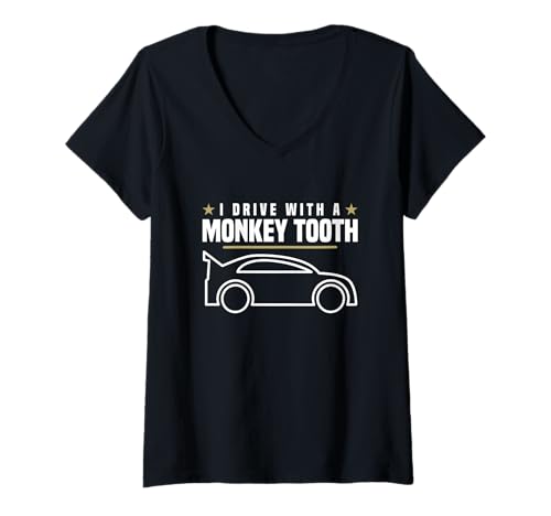 Damen I Drive with A Monkey Tooth Autofahrer Gadget Autofahren T-Shirt mit V-Ausschnitt Damen I Drive with A Monkey Tooth Autofahrer Gadget Autofahren T-Shirt mit V-Ausschnitt von Autofahren Gadget und Geschenke für Autofahrer