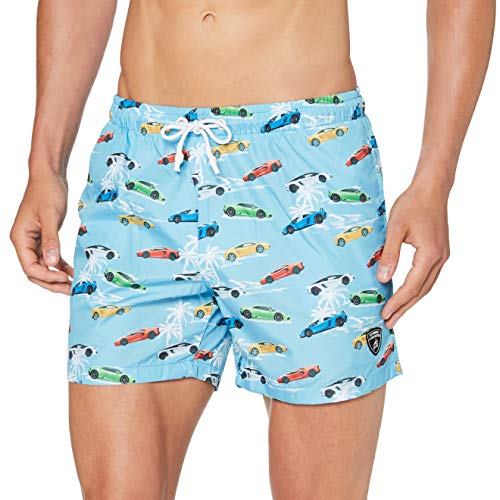 Automobili Lamborghini Herren Costume Da Bagno Lamborghini Man Boardshorts, light blue, L von Automobili Lamborghini